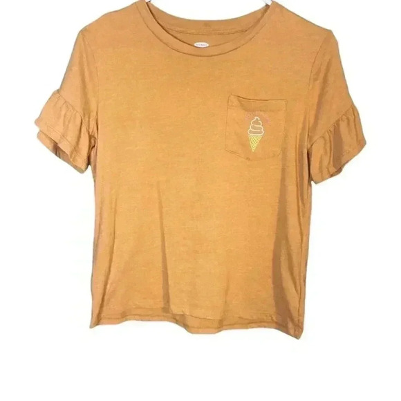 Old Navy Ice Cream Graphic Ruffle Sleeve Orange Shirt - Picture 1 of 7